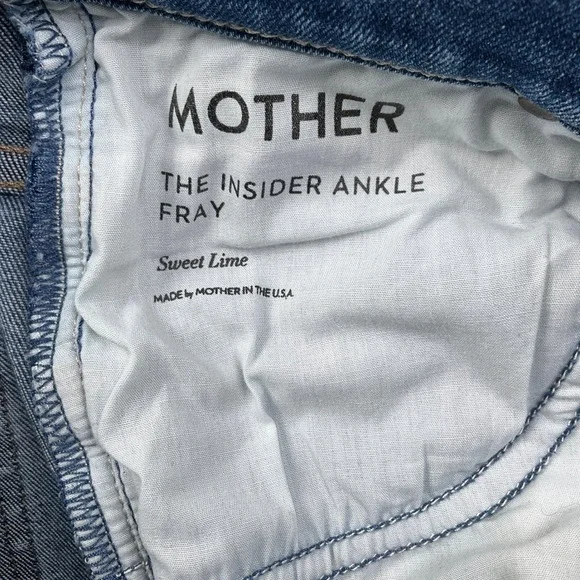 MOTHER Jeans Womens 28 Blue Insider Ankle Fray Sweet Lime Cropped Flare USA VTG - Picture 4 of 15